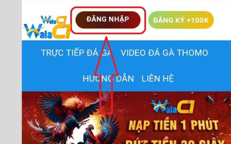 Truy cập trang chủ WalaC1 và bấm vào đăng nhập